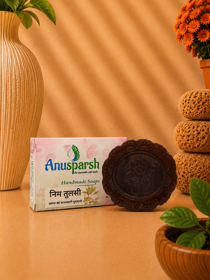 Anusparsh Neem Tulsi Soap | Handmade Herbal Cleansing & Refreshing Soap