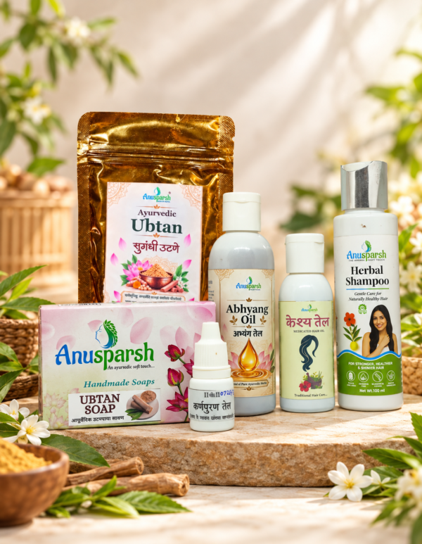 Anusparsh Premium Abhyang Family Kit | Ayurvedic Ubtan, Hair Oil, Shampoo & Body Care